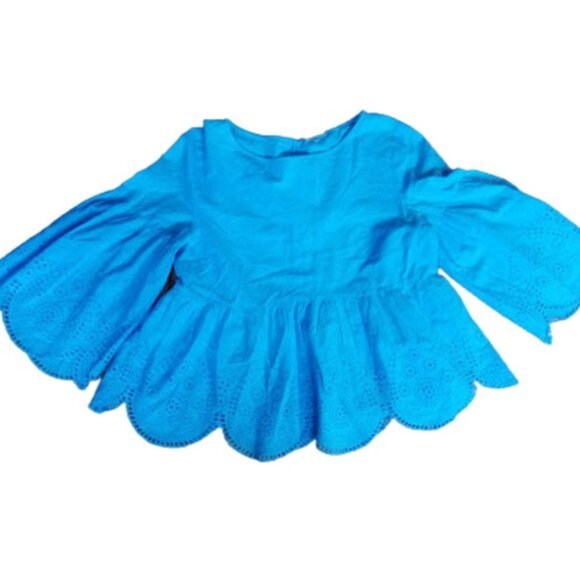 SUNO Pale Blue Boho Lace Top Blouse Size 4 - Picture 1 of 2